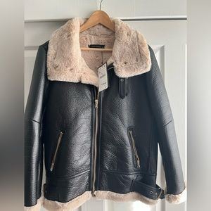 Black leather Zara jacket - new with tags.